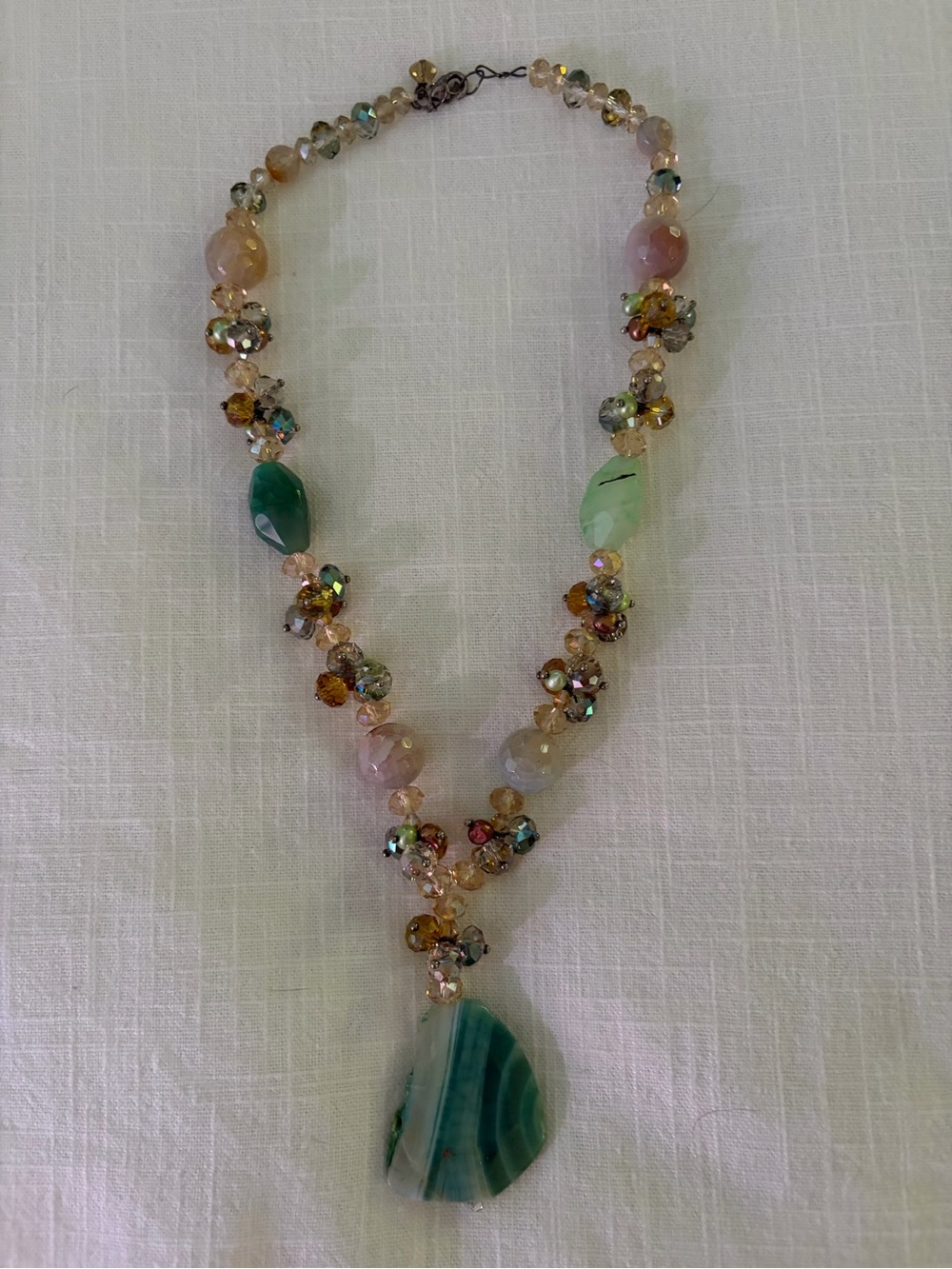 Beautiful Green Multi-Bead Women's Necklace with Faceted Accents